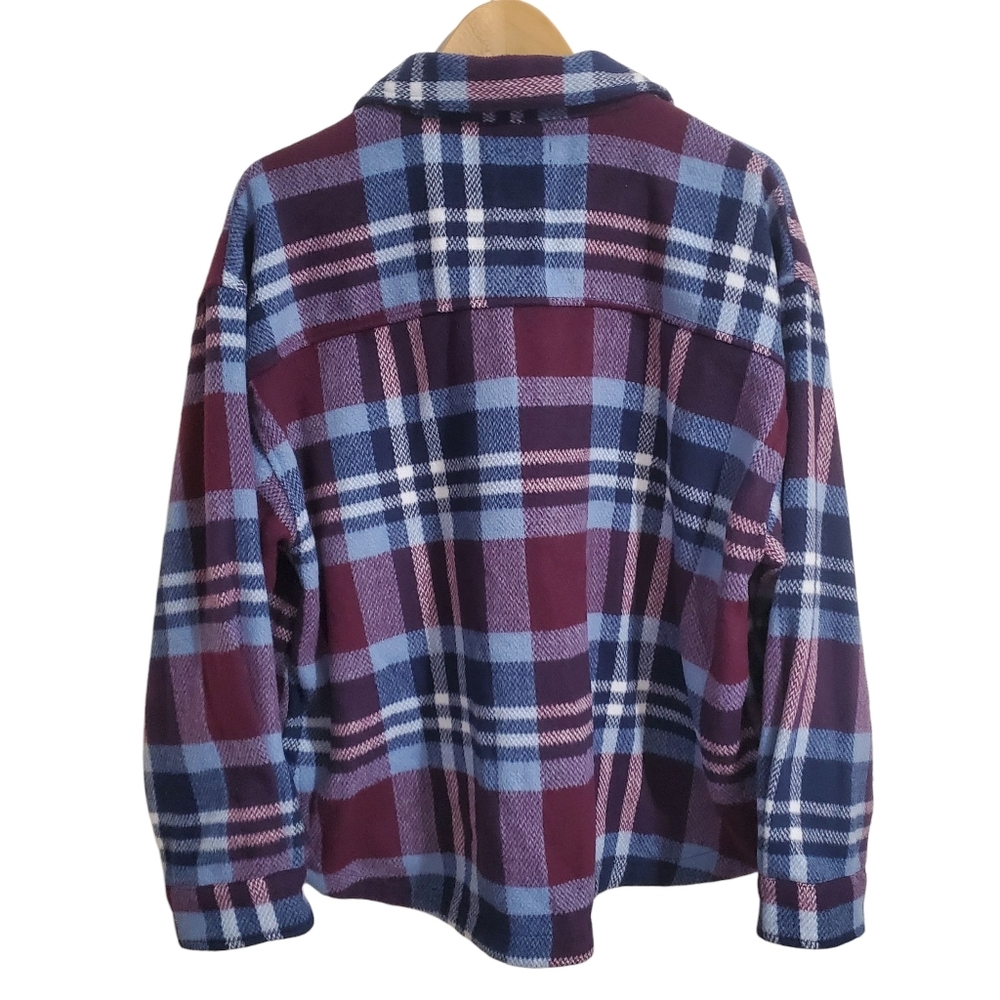 Frye Plaid Utility Shacket Jacket Button Front Po… - image 3